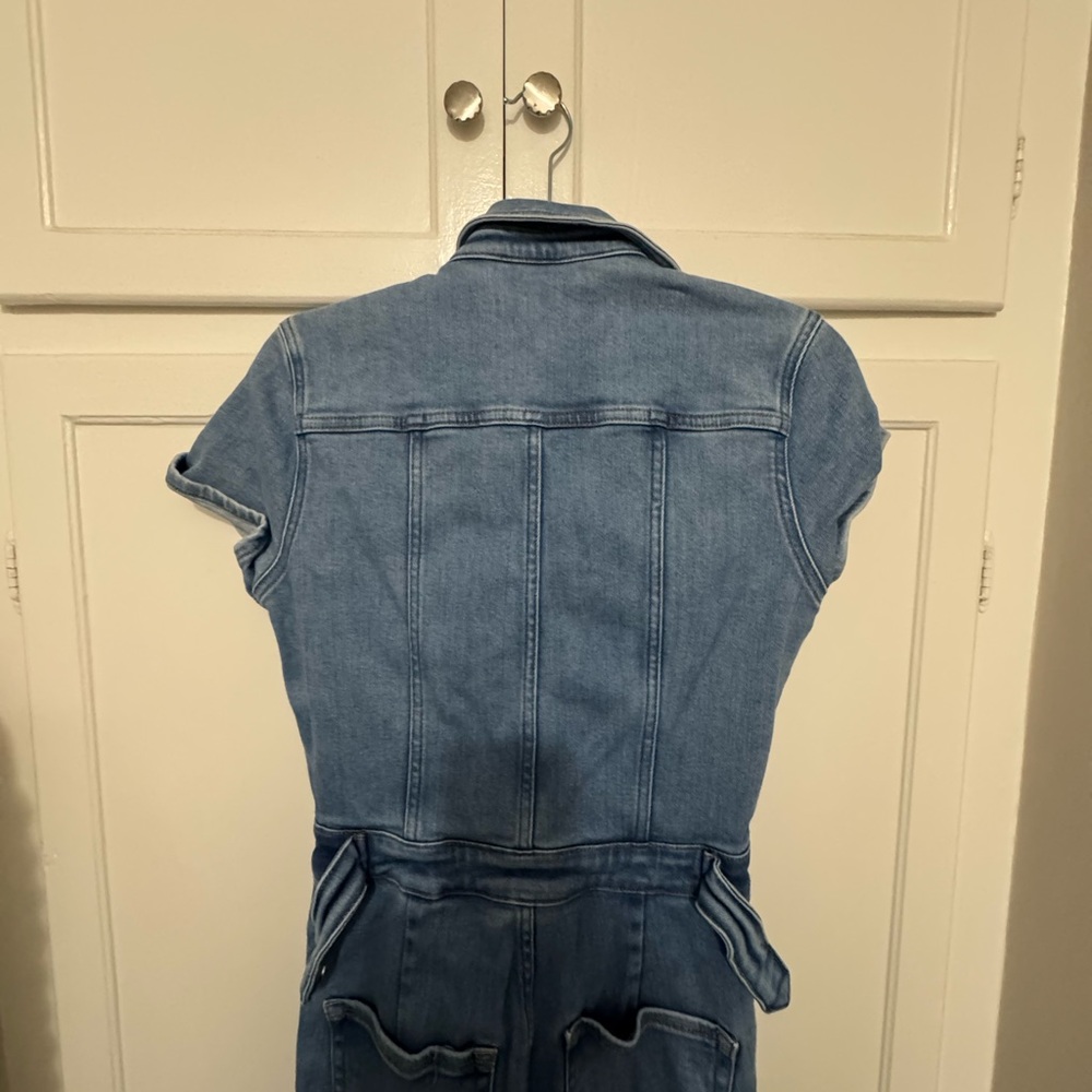 Good American Light Blue Denim Short-Sleeve Jumpsuit - Picture 6 of 9